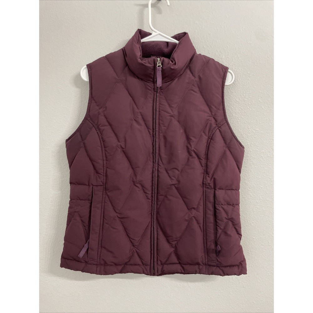 Vintage 90s Eddie Bauer Womens Small Goose Down Fill Puffer Vest Coat Purple